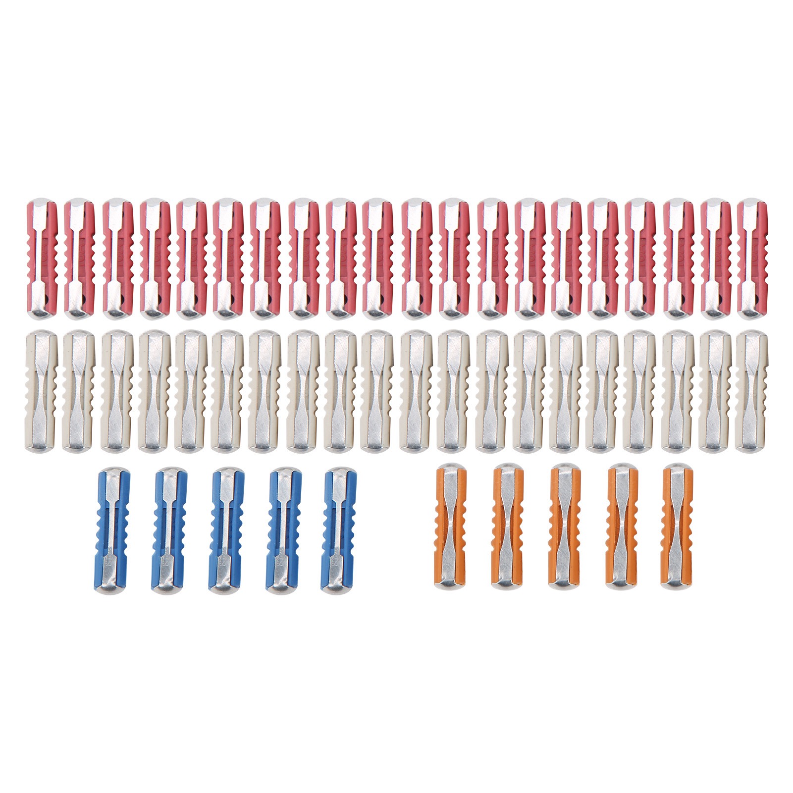 Packung Mit 50 Europäischen 5a 8a 16a 25a Sicherungen Für Autos, Torpedoförmig, Stabile Zuverlässigkeit, Kfz-zubehörset, Gleichbleibende Leistung.