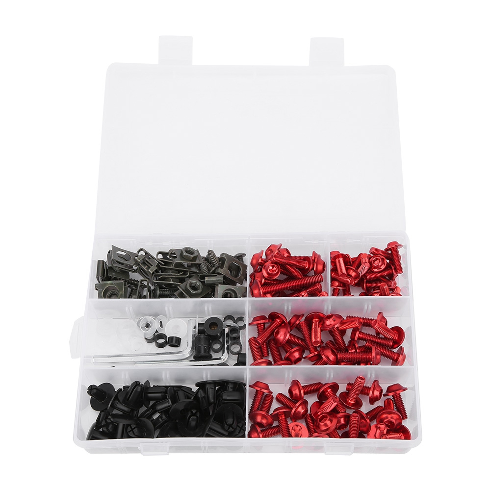 198-teiliges Verkleidungsschrauben-set, M5 Und M6, Für Motorräder – Rotes Motorradzubehör