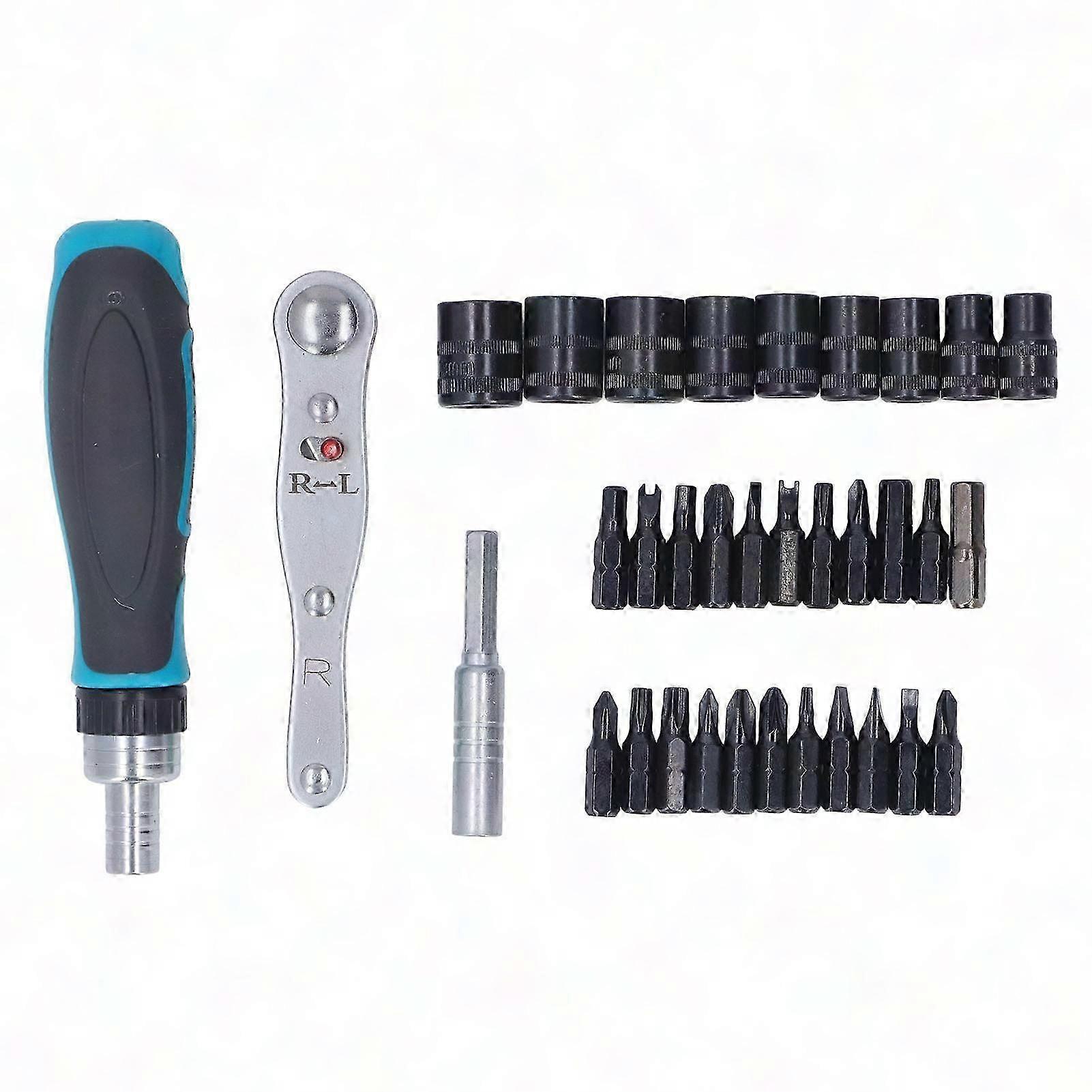 34-teiliges Multifunktions-ratschenschraubendreher-set, Magnetische Crv-bits, Aufbewahrungskoffer Inklusive, Professionelles Werkzeug Mit Drehbarem Griff