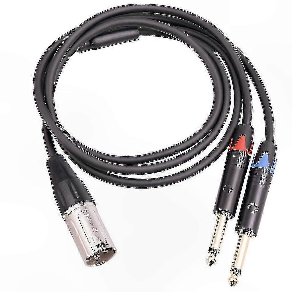 Xlr-stecker 3-polig Auf Zwei 6,35-mm-ts-klinkenstecker-adapterkabel, Für Mischpult, Verstärker Und Gitarre, 1 M Oder 2 M Länge, Robuster Stecker, Professionelles Audiozubehör.