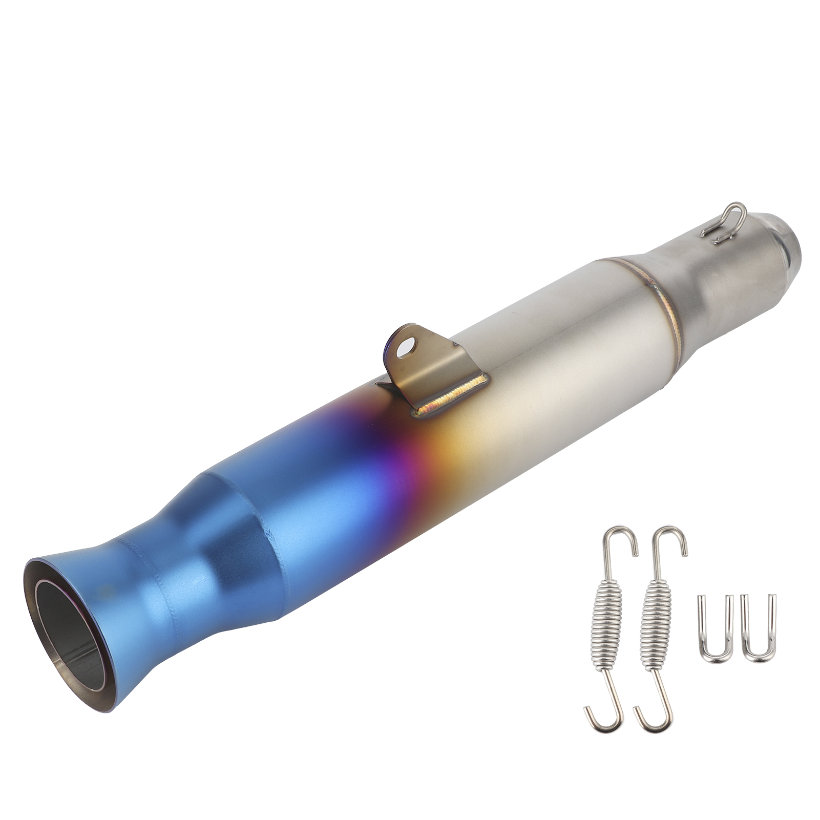 Gp Racing Universal-motorradauspuffrohr Aus Titanblauem Edelstahl – 1,5–2 Zoll Endrohr