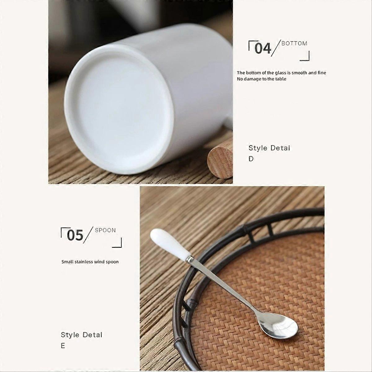 310 Ml Keramik-kaffeetasse Mit Griff Aus Naturholz, Eleganter, Handgefertigter Becher Für Tee, Heiße Schokolade Oder Kaffee, Ideales Geschenk, 1 Stück.