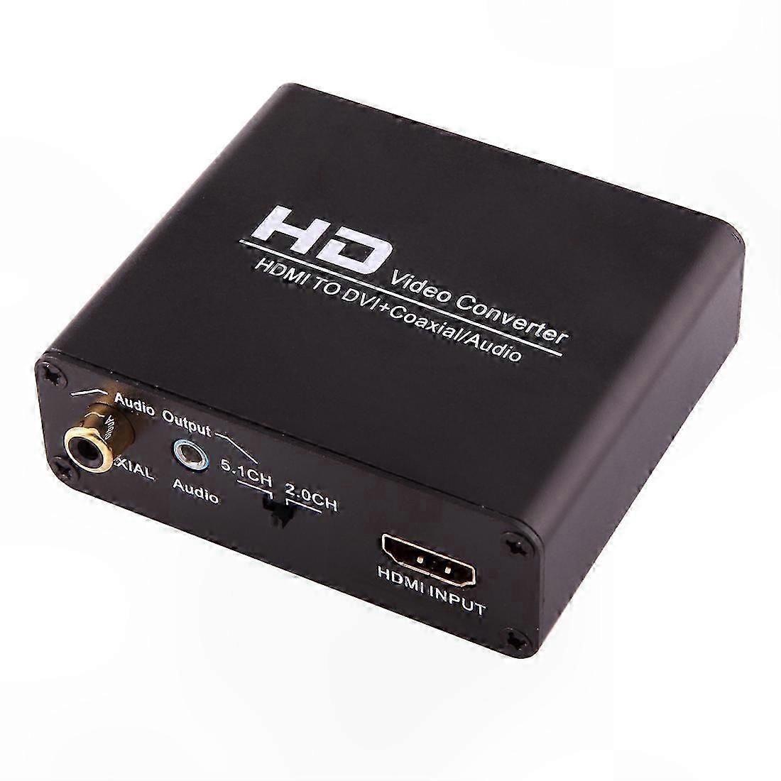 Hdmi-zu-dvi-videokonverter Mit Koaxialem Audioausgang Und 3,5-mm-klinkenbuchse, Eu-stecker, Kompatibel Mit Europäischen Steckdosenleisten