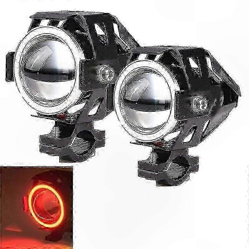 125-w-u7-led-motorradscheinwerfer Mit Angel-eye-ring, Nebelscheinwerfer Und Leistungsstarker Zusatzbeleuchtung