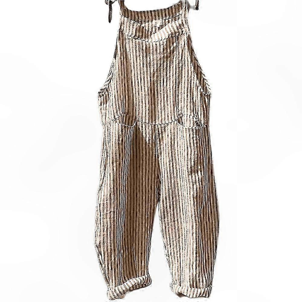 Gestreifter Damen-overall Mit Taschen, Trendiger Jumpsuit, Arbeitshose Mit Hosenträgern, Bequeme Passform, Praktisches Design, Einheitsgröße, Ideal Für Den Alltag.