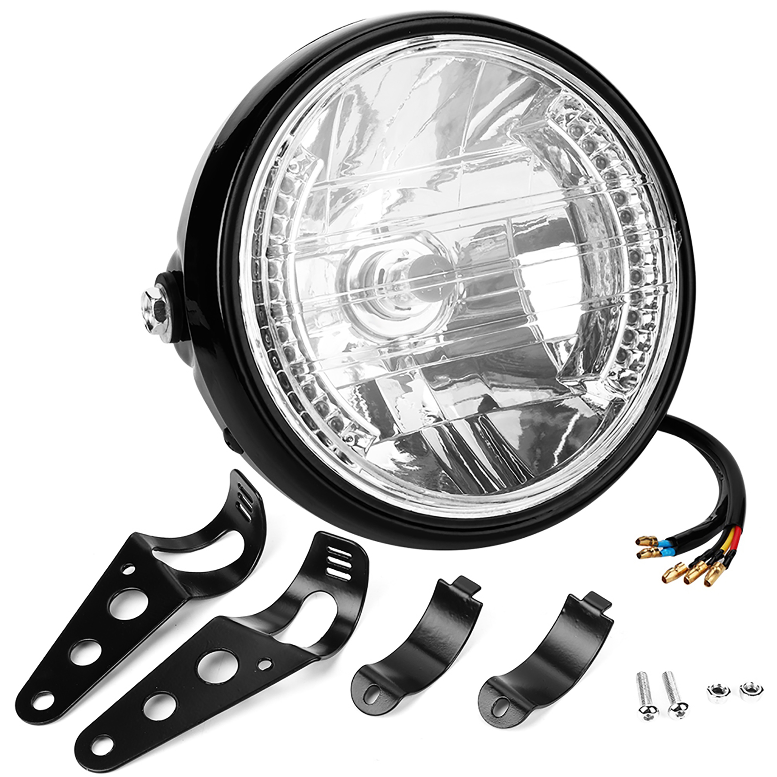 Universeller 7-zoll-motorradscheinwerfer Mit Integrierten Blinkern, Fernlicht Und Signalgeber, Inklusive Halterung