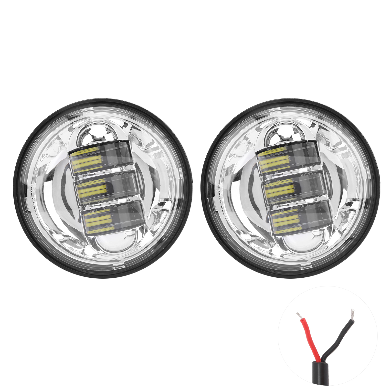 Paar Universelle 4,5-zoll 60w 6500k Wasserdichte Led-motorradnebelscheinwerfer, Zusätzliche Seitenleuchten Mit Silbernem Reflektor