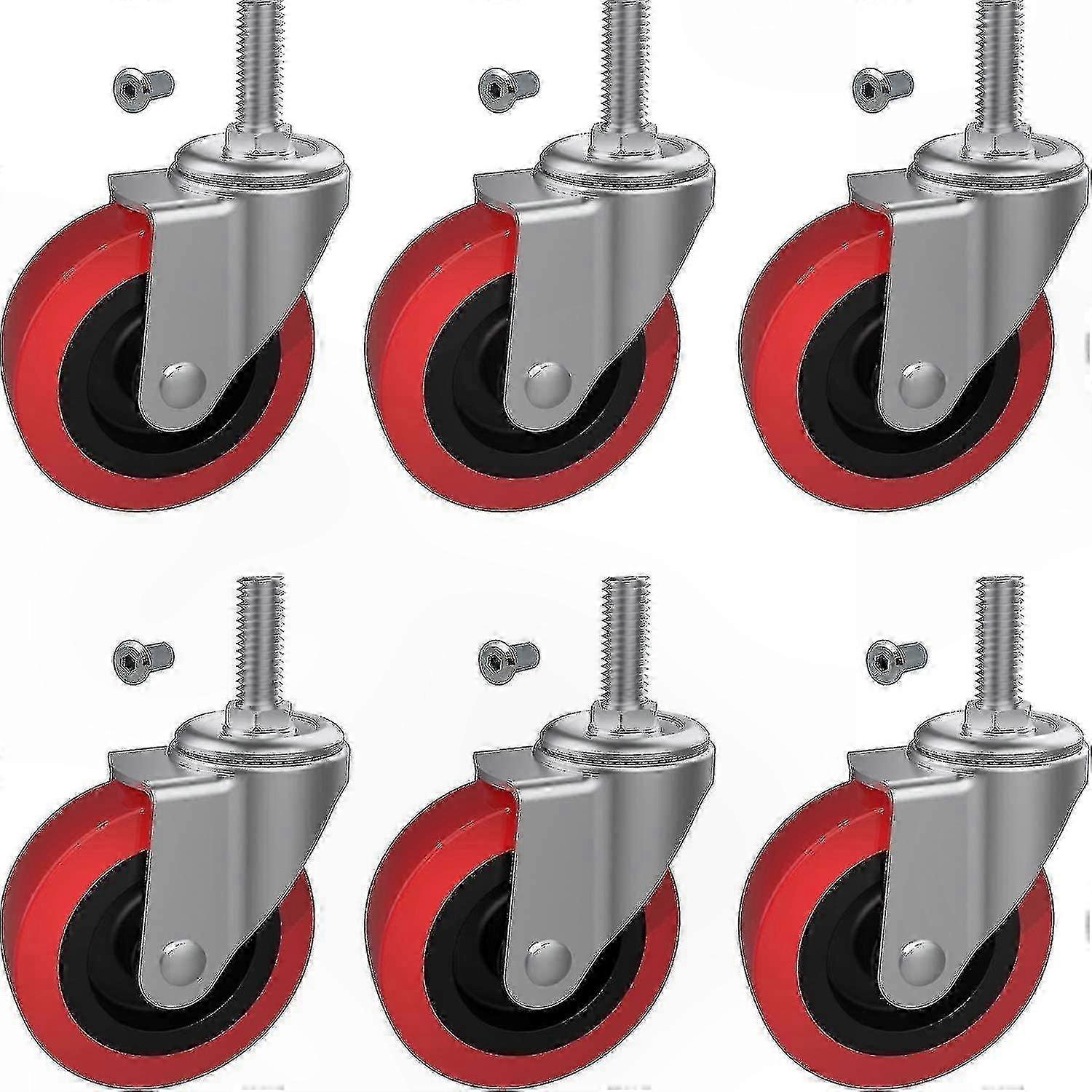 Satz Mit 6 Verstärkten 2,5"-lenkrollen, M10-gewindebolzen, Ersatzteile Für Rollwagenhocker, Bolzenbefestigung