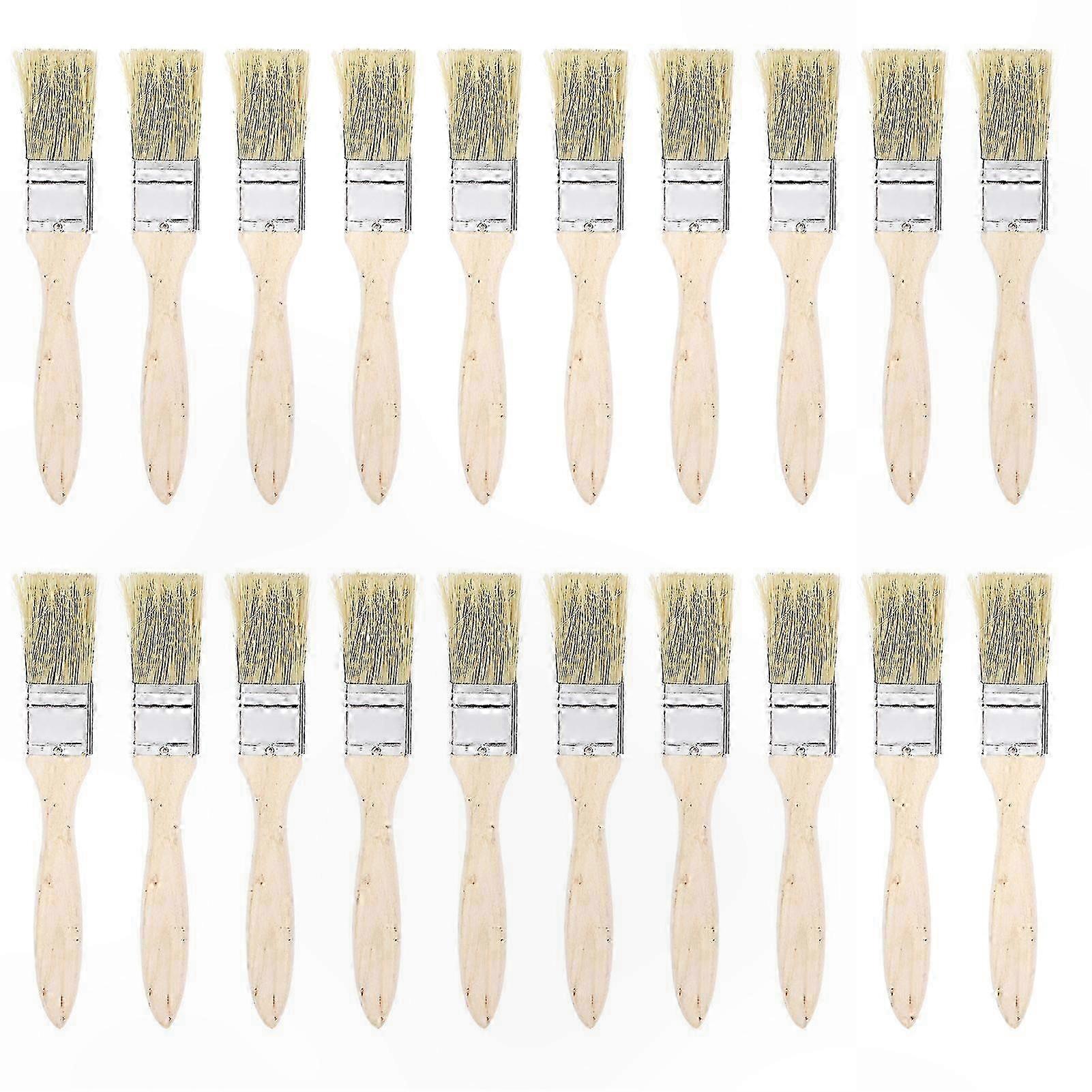 20er-pack Reinigungsbürsten Mit Flachen Holzgriffen Und Synthetischen Borsten, Ideal Für Grill Und Haushalt, 25 Mm Breit