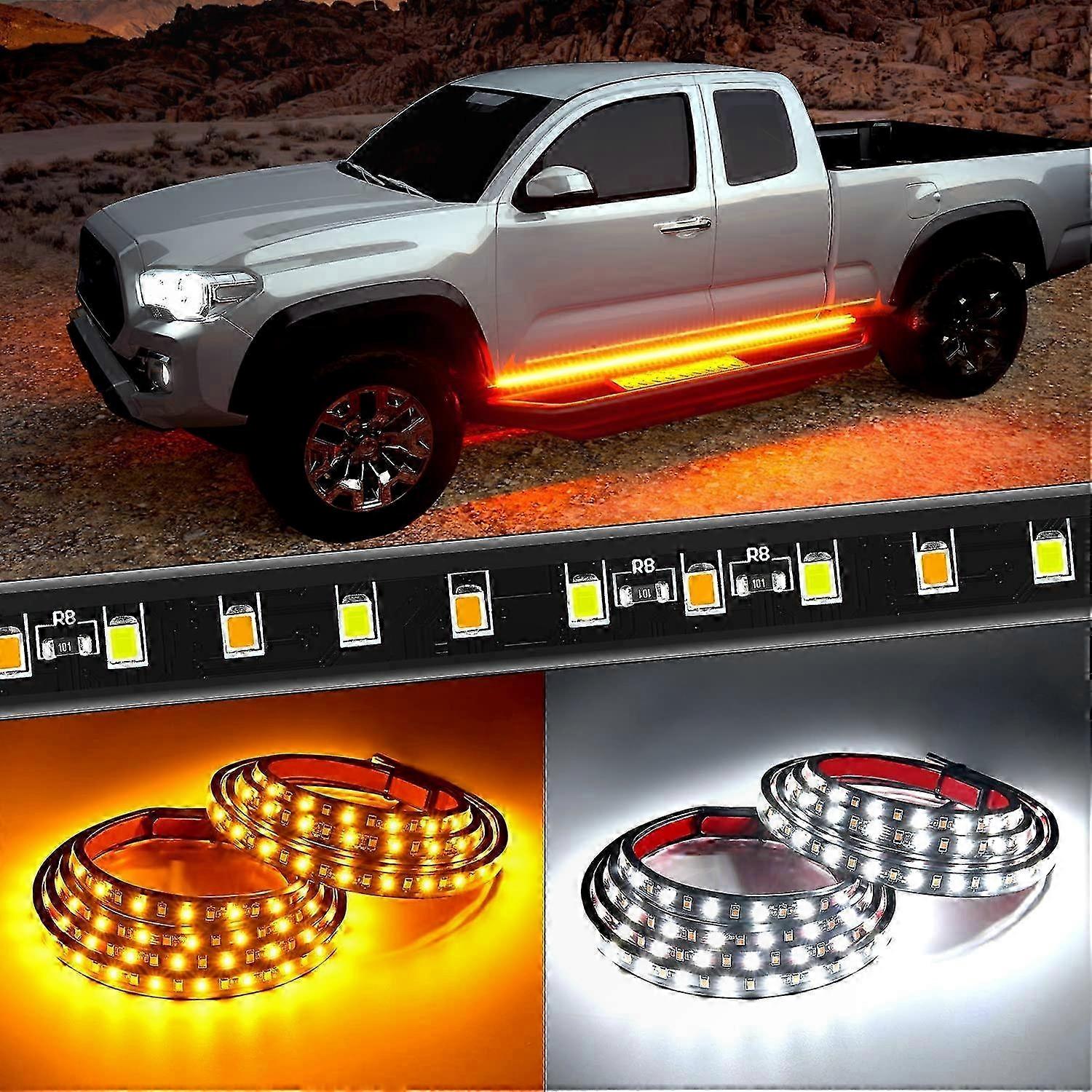 2 Stück 48nch Led-seitenmarkierungsleuchten Für Lkws, Weißes Begrüßungslicht Und Gelbe Sequentielle Blinker