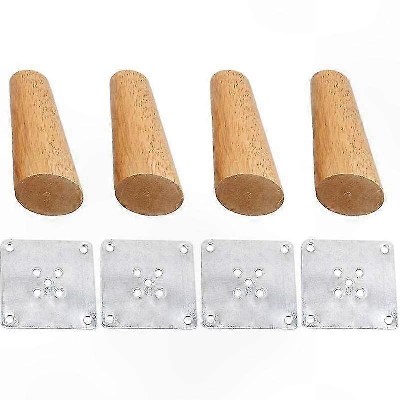 Set Aus 4 Konischen Holzbeinen Für Möbel, Höhe 20 Cm, Mit Befestigungsplatten Und Schrauben, Perfekt Zum Ersetzen Der Beine Von Sofa, Bett, Tv-möbel Oder Esstisch.