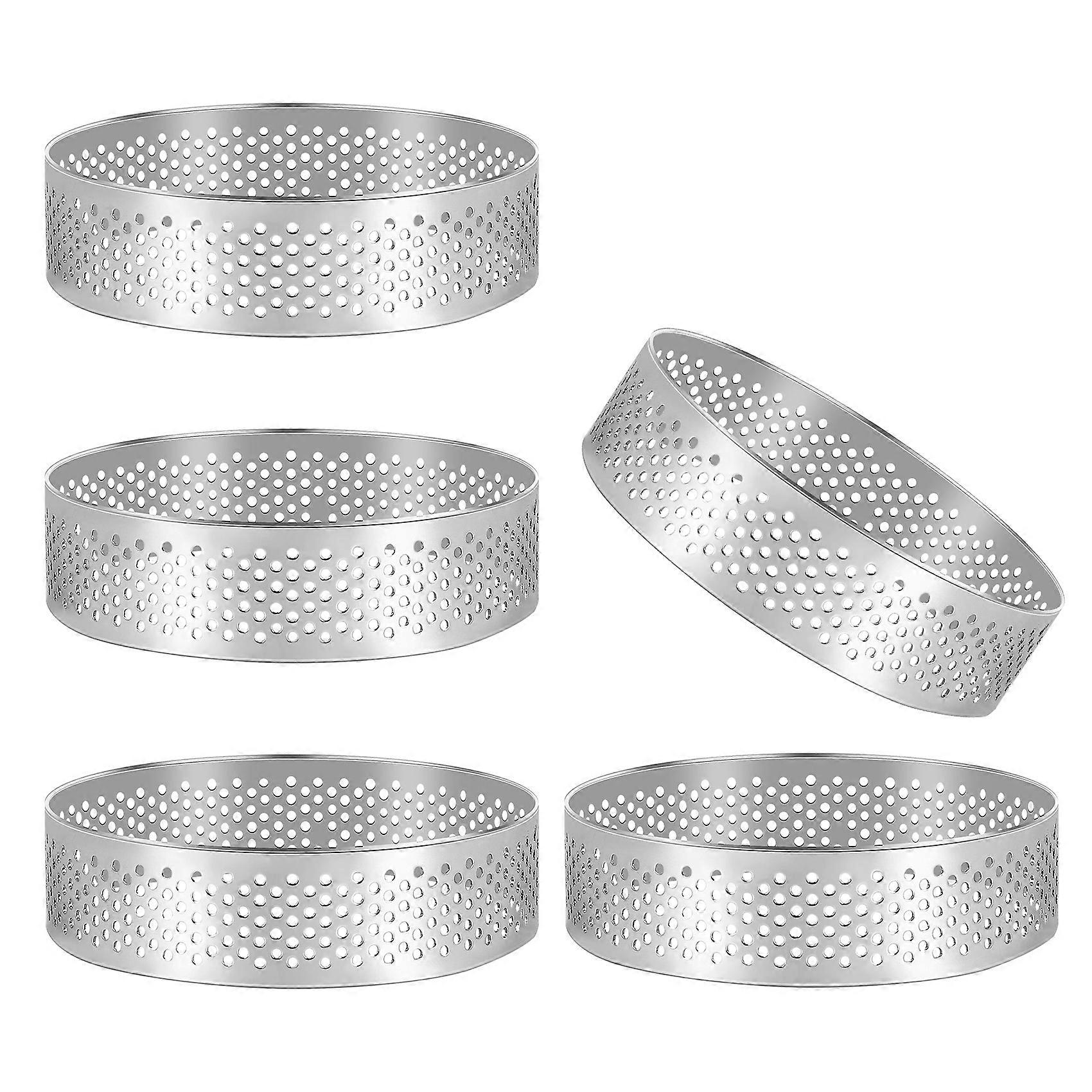 5 Runde, Poröse Tarteformen Mit Herausnehmbarem Boden, 8 Cm, Antihaftbeschichtete Kuchenform