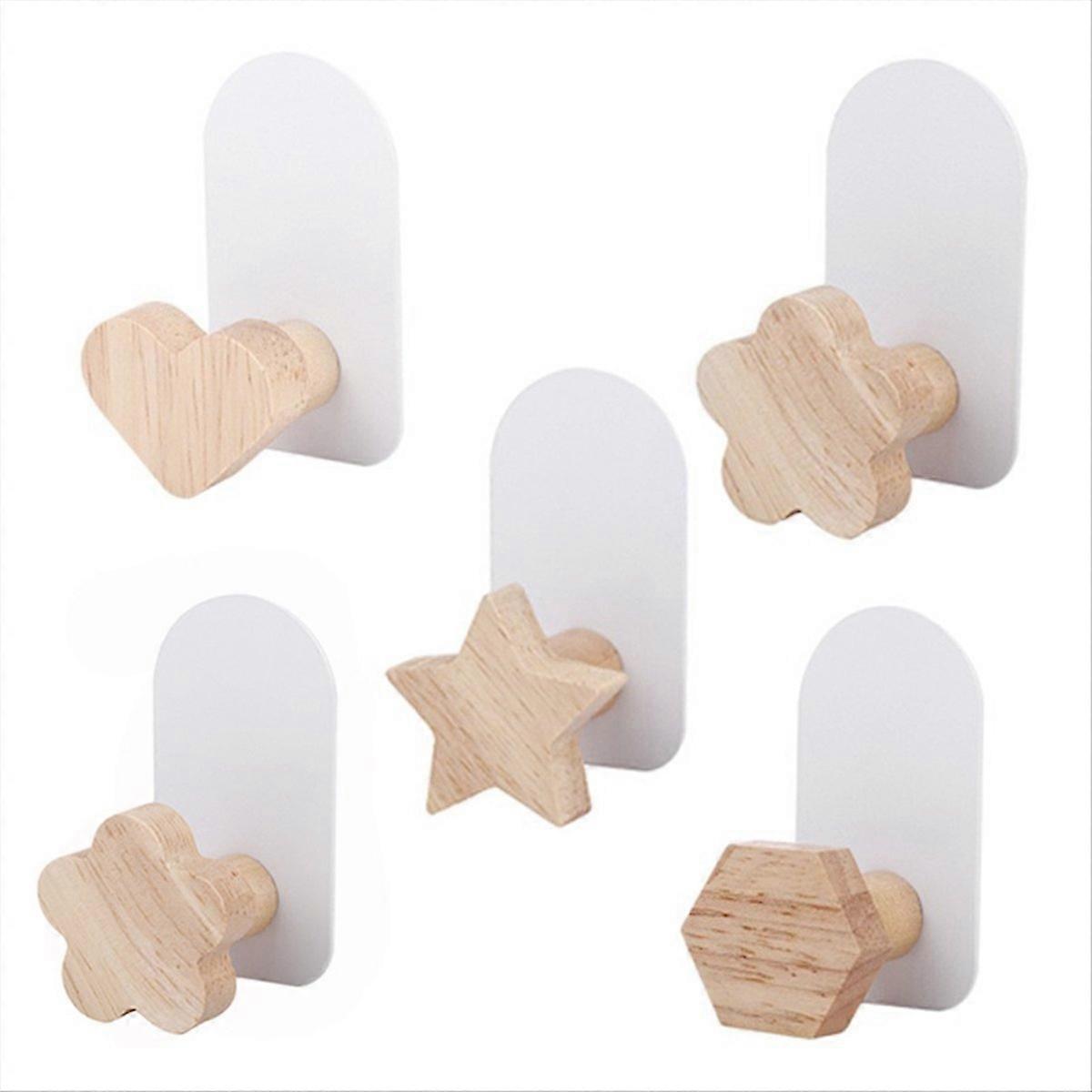 Wandhaken Aus Holz In Form Eines Sterns Und Eines Herzens, Moderner Schlüsselhalter Für Mäntel, Praktische Wanddekoration, Natürliche Oberfläche, Skandinavisches Design, Stabile Befestigung, Ideal Für