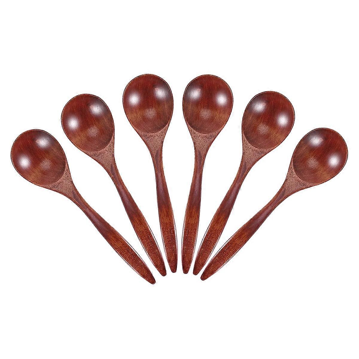 Natürliche Holzlöffel Für Mahlzeiten, 6-teiliges Set, Umweltfreundliches Besteck Aus Massivholz, Ideal Für Den Täglichen Gebrauch, Glatte Und Langlebige Oberfläche