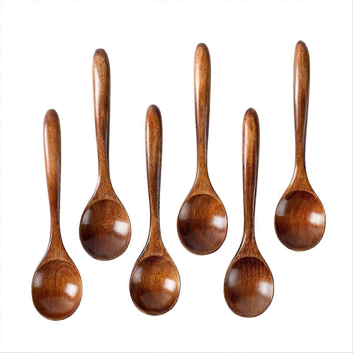 Set Mit 6 Holzlöffeln, 16,5 Cm, Kleine Naturholzlöffel Für Den Täglichen Gebrauch, 6-teiliges Besteckset Aus Massivholz, Ideal Für Desserts Und Vorspeisen
