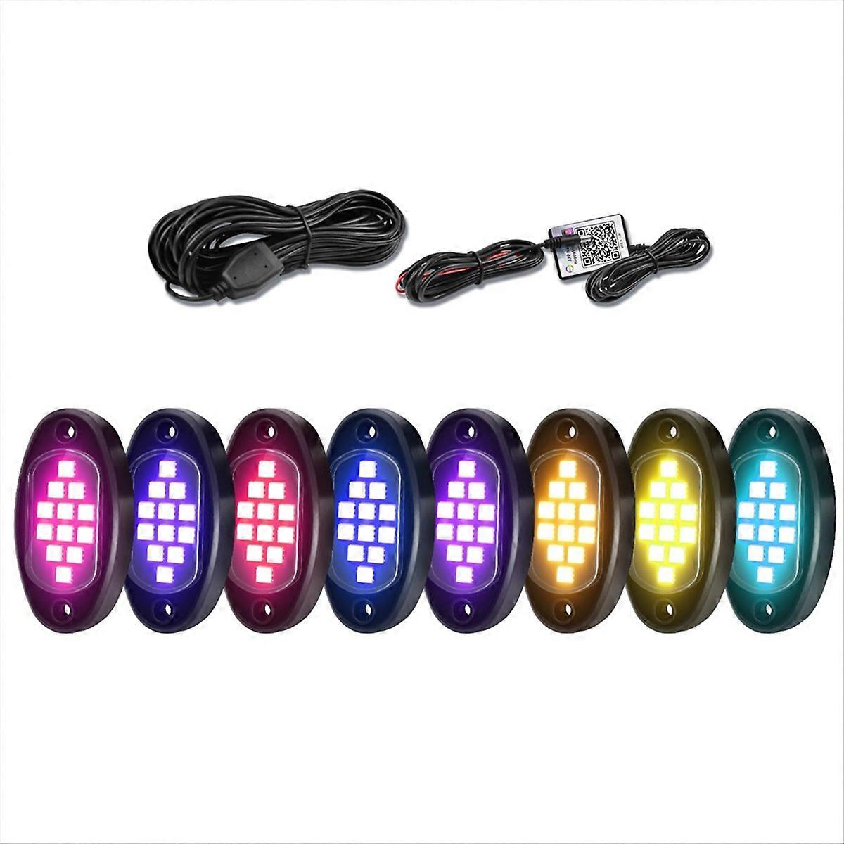 6er-set Rgb-led-steinbeleuchtung In Verschiedenen Farben Für Atv, Utv Und Suv, Wasserdicht, Blau, Grün, Rot