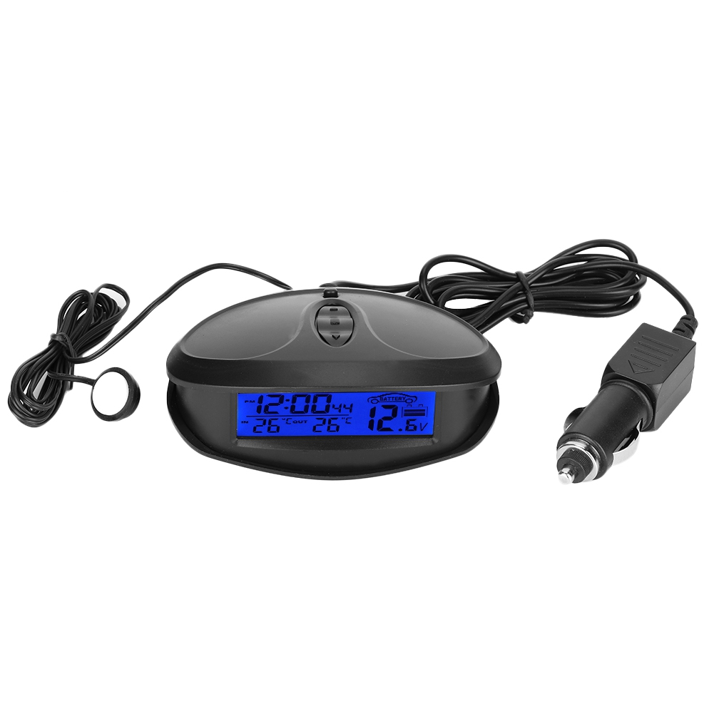 Ec98 Digitales Led-autothermometer, Spannungsprüfer, Voltmeter, Batterieanzeige Mit Uhr