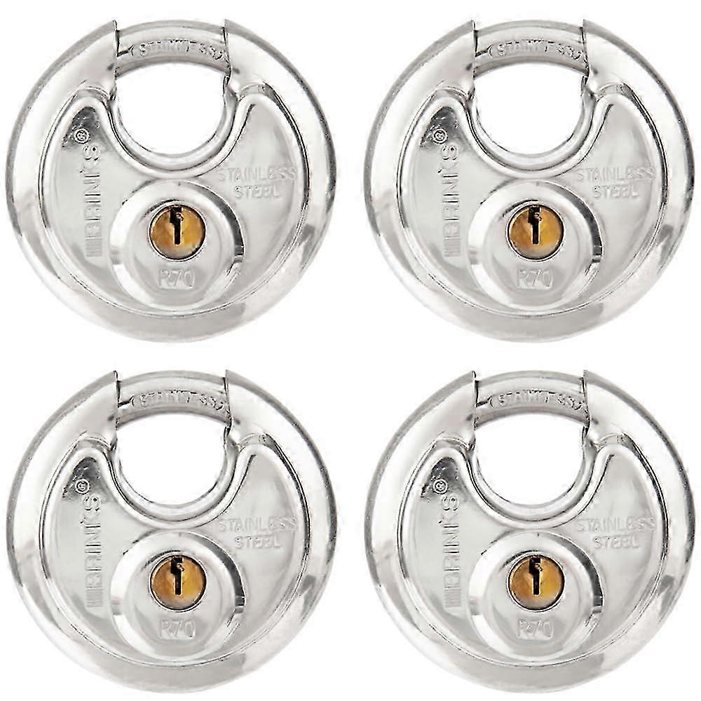 70-mm-scheibenschlösser, 4er-set, Identische Schlüssel, Korrosionsbeständige Chromoberfläche, Ideal Für Unterstände, Garagen Und Sichere Aufbewahrung.