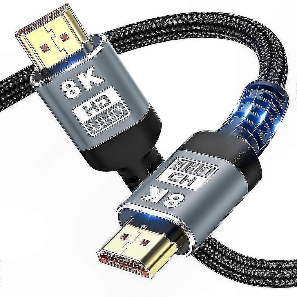 Geflochtenes Hdmi 2.1-kabel, Ultraschnelle 48 Gbit/s-geschwindigkeit, Kompatibel Mit 4k 120 Hz Und 8k 60 Hz, In Verschiedenen Längen Erhältlich, Leistungsstarke Verbindung Für Heimkino Und Gaming.