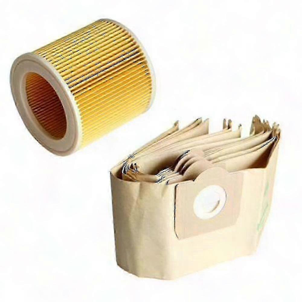 5-teiliges Staubbeutel-set + 1 Filter Für Kärcher Wd3 Staubsauger, Kompatibles Zubehör, Ersatzteilset, Ideal Für Werkstatt Und Haushalt, Universeller Staubbeutel