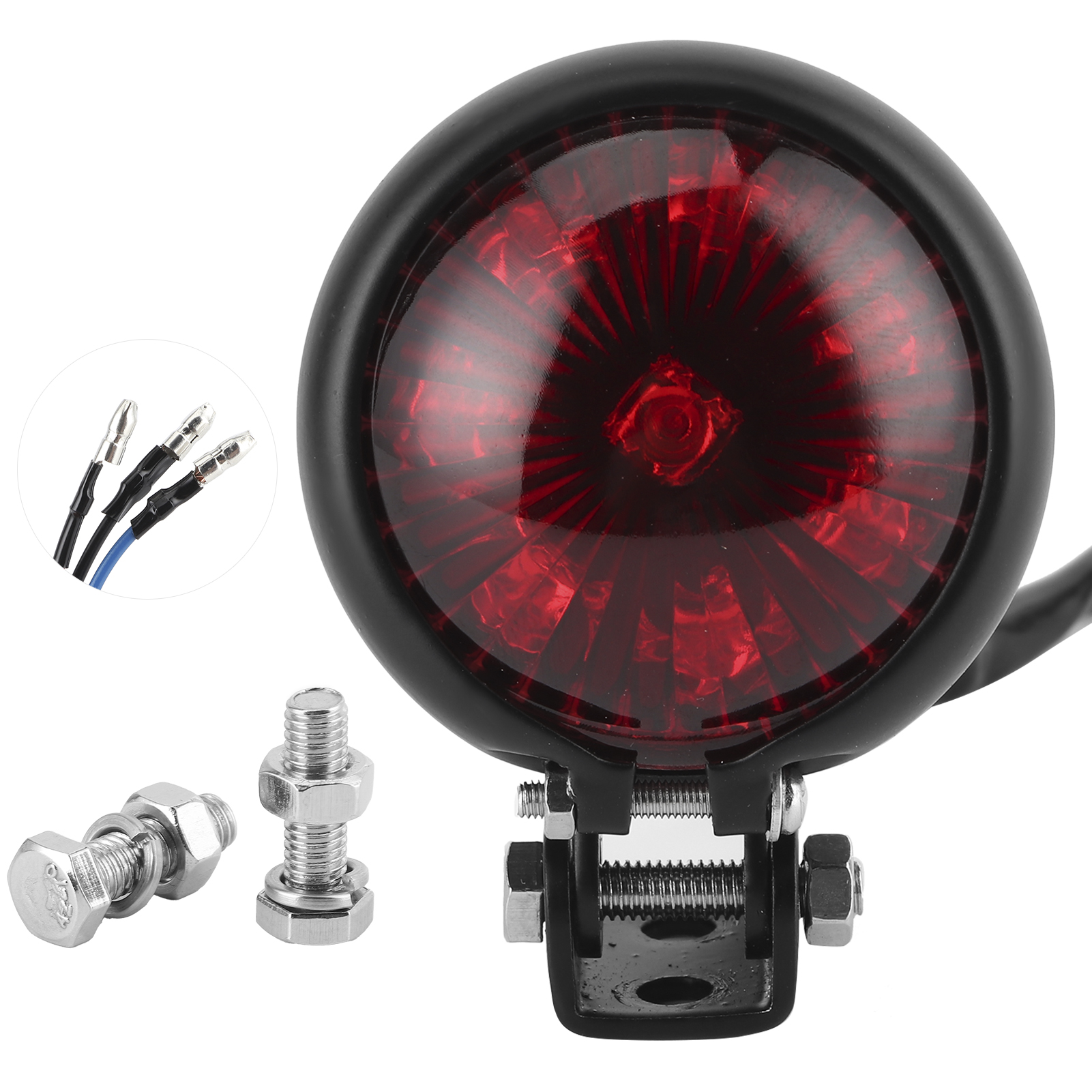 Led-rücklicht Mit Universeller Halterung Für 12-v-motorräder, Schwarzes Gehäuse Und Rote Linse