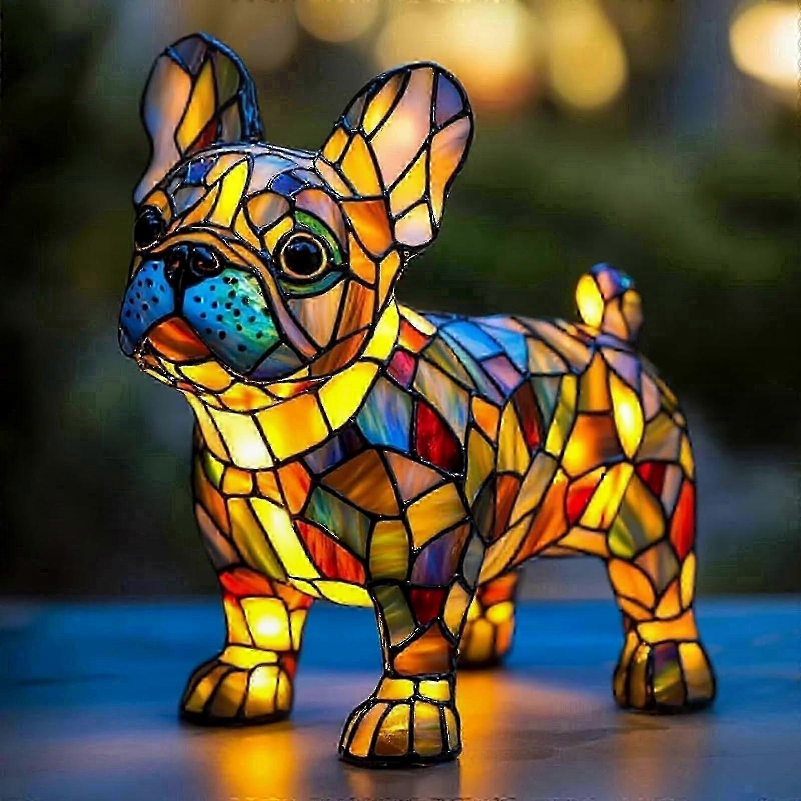 Led-tischlampe In Mopsform Aus Kunstharz – Nachtlicht In Form Eines Hundes Aus Buntglas, Originelles Geschenk Für Hundeliebhaber, Schreibtischdekoration (einzigartiger Stil)