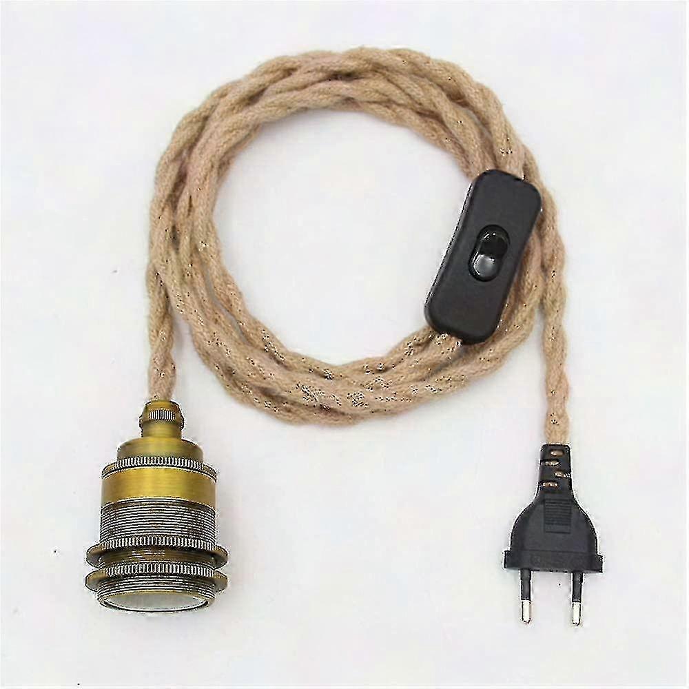Vintage-hängeleuchte Aus Hanfseil, Komplettset Mit Schalter Und Stecker, Diy-einarmleuchte, E27-fassung, Einflammige Retro-deckenleuchte