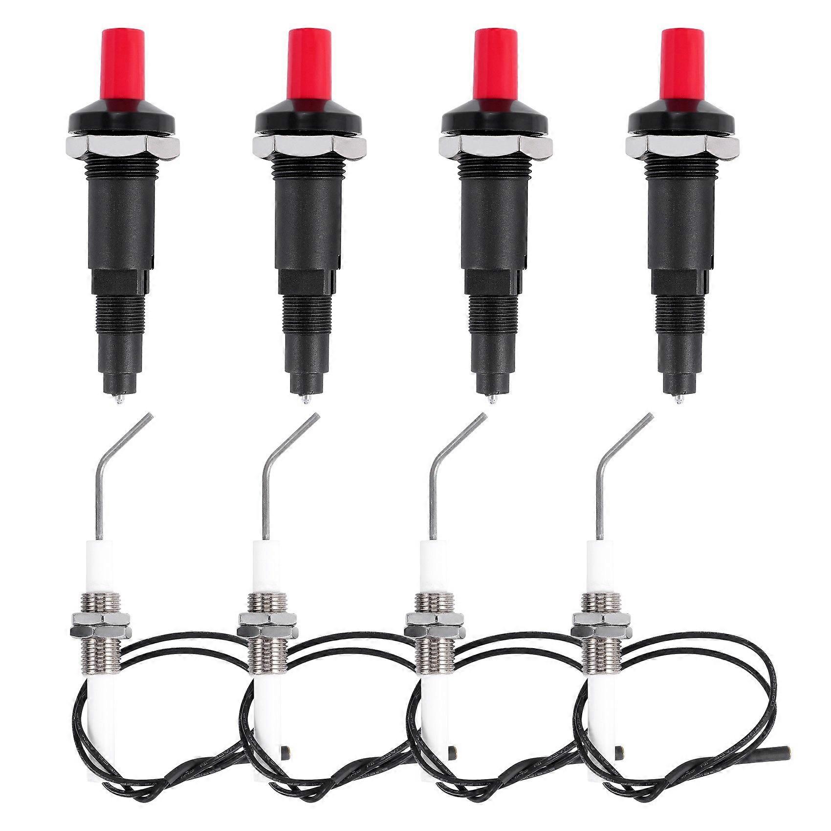 30 Cm Propangas-druckknopf-piezozünder, 4-teiliges Set Mit Kabel Für Gasgrills, Ersatzzünder