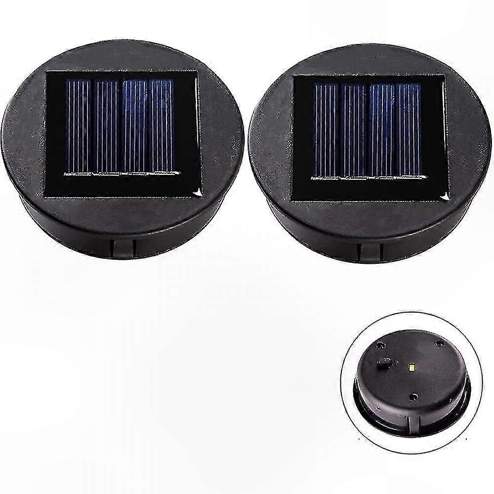 Set Aus 2 Solarlampenschirmen Mit Led-birne Für Außenlaternen, Ersatz-oberteile Für Die Gartendekoration, In Sich Geschlossene Diy-beleuchtungslösung.