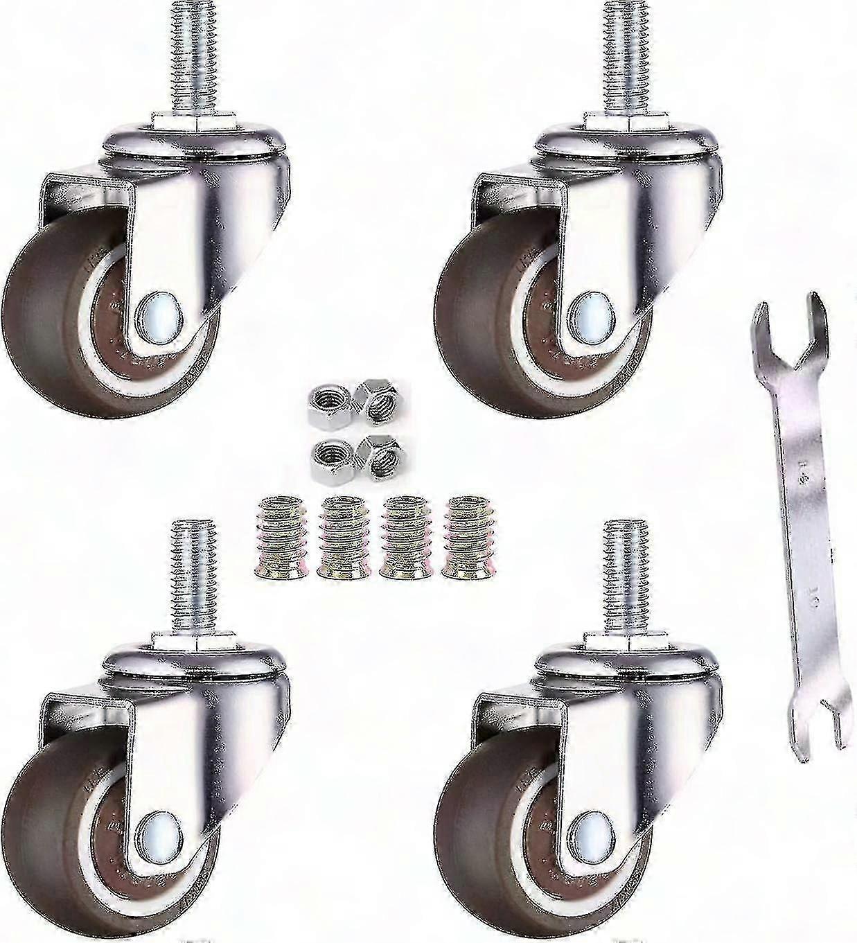4er-set M6 X 15 Mm Lenkrollen Für Möbel, 32 Mm Gewinde, Weiches Tpe-gummi, 32 Mm Räder