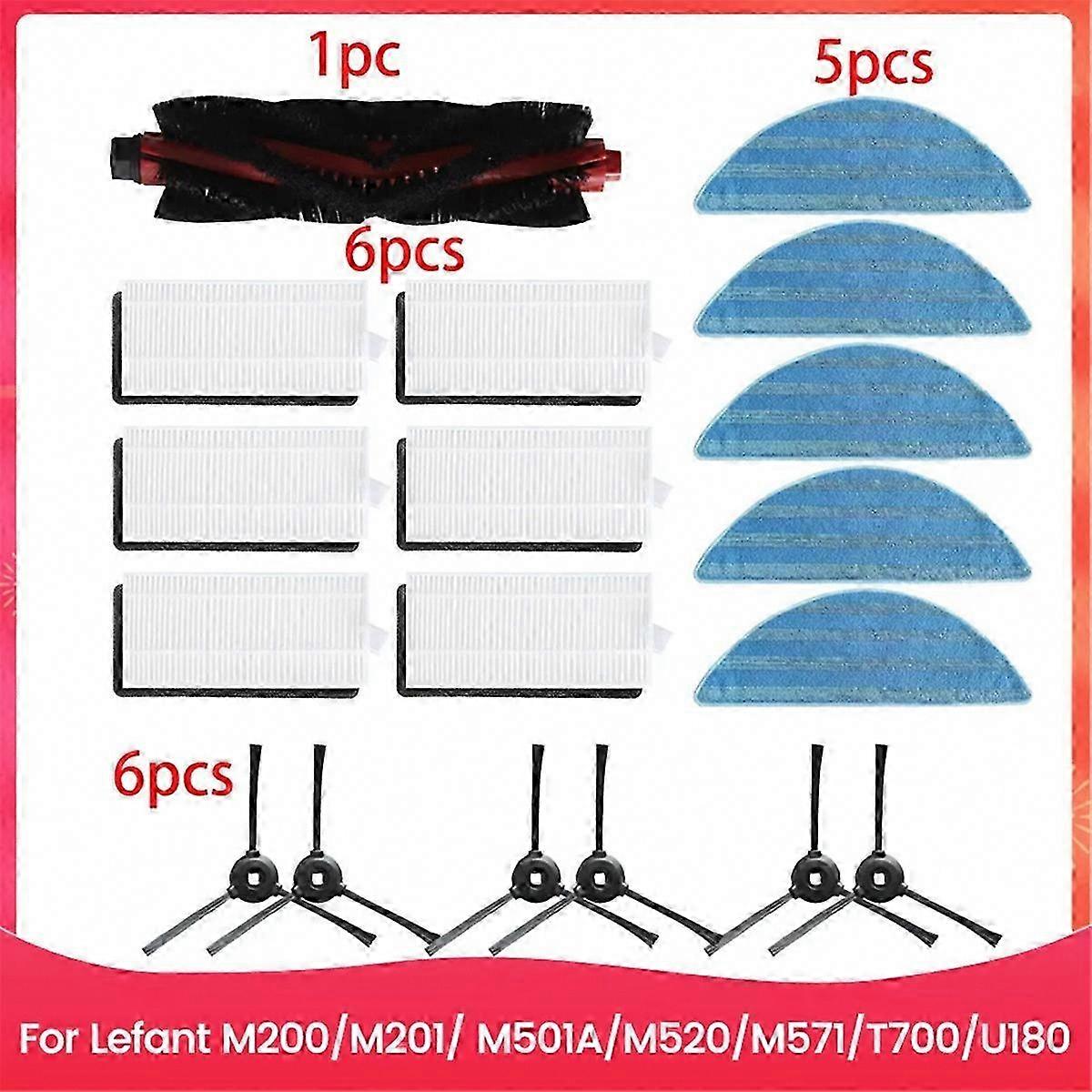 Set Mit 4 Seitenbürsten + Hepa-filtern + Wischmopps Für Lefant M200 M201 M501a M520 M571 T700 U180 Saugroboter, Kompatible Ersatzteile, Effiziente Reinigung, Zubehörpaket.