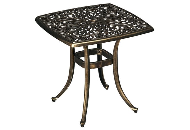 Outsunny Terrassentisch mit Schirmloch und Ornament Tischplatte Vintage-Design