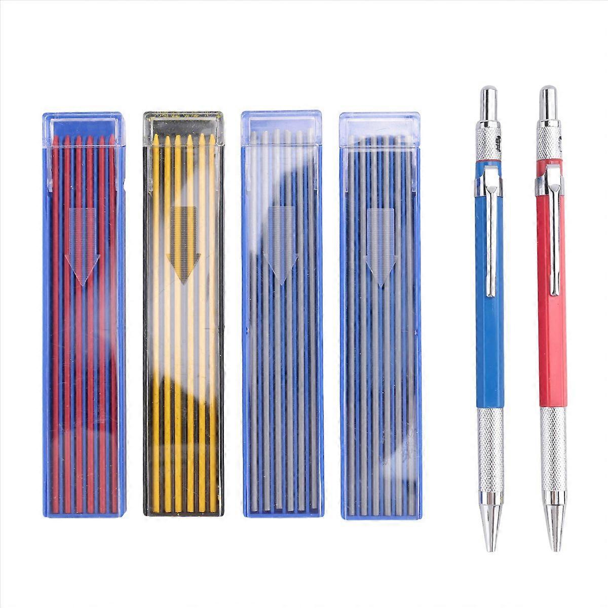 Set Mit 2 Schweißerstiften Und 48 Runden Minen, Robuste Druckbleistifte Für Präzises Markieren, Komplettpackung Mit 50 Stück Für Industrielle Schweiß- Und Markierungsarbeiten.