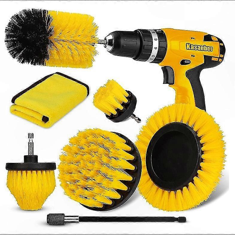 Set Mit 7 Bohrmaschinenbürsten Zur Reinigung Von Felgen, Reifen, Fliesen, Badewanne, Ziegeln Und Fußböden - Polierzubehör-set, Rotationsbürste Für Elektrische Bohrmaschinen, Multifunktionsreiniger.