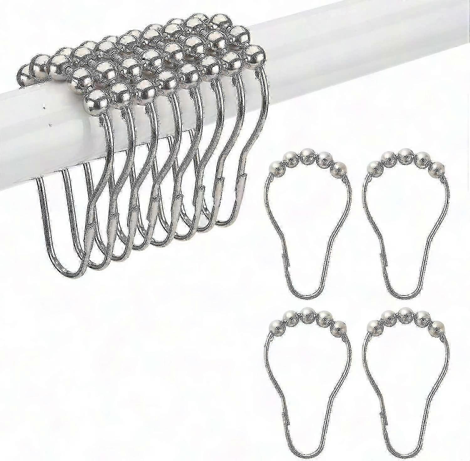Duschvorhanghaken, Metall, 12 Ringe Für Duschvorhangstangen, Robuste Ausführung, Badezimmerhalterungen, 12er-packung
