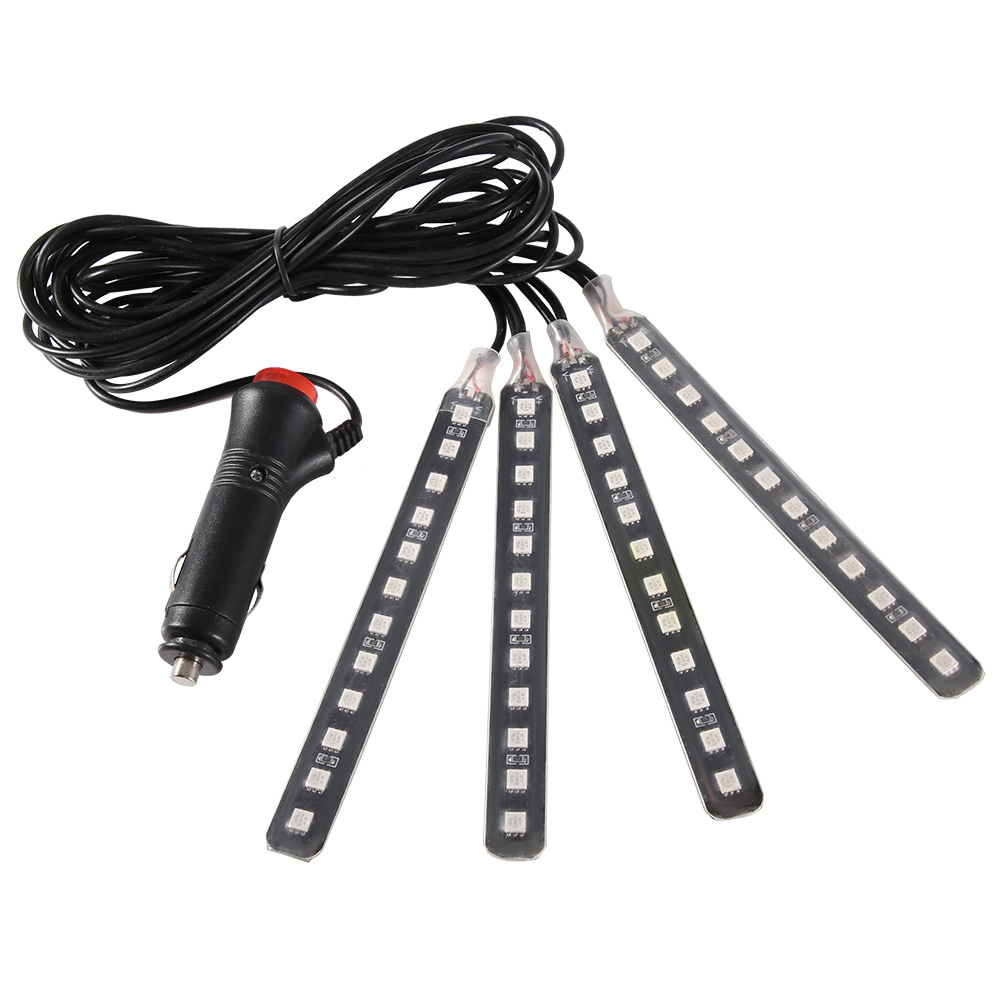 12v 4x 12smd Rgb Led-streifenleuchte Innenraumbeleuchtung Fußraumbeleuchtung Fernbedienung Blau