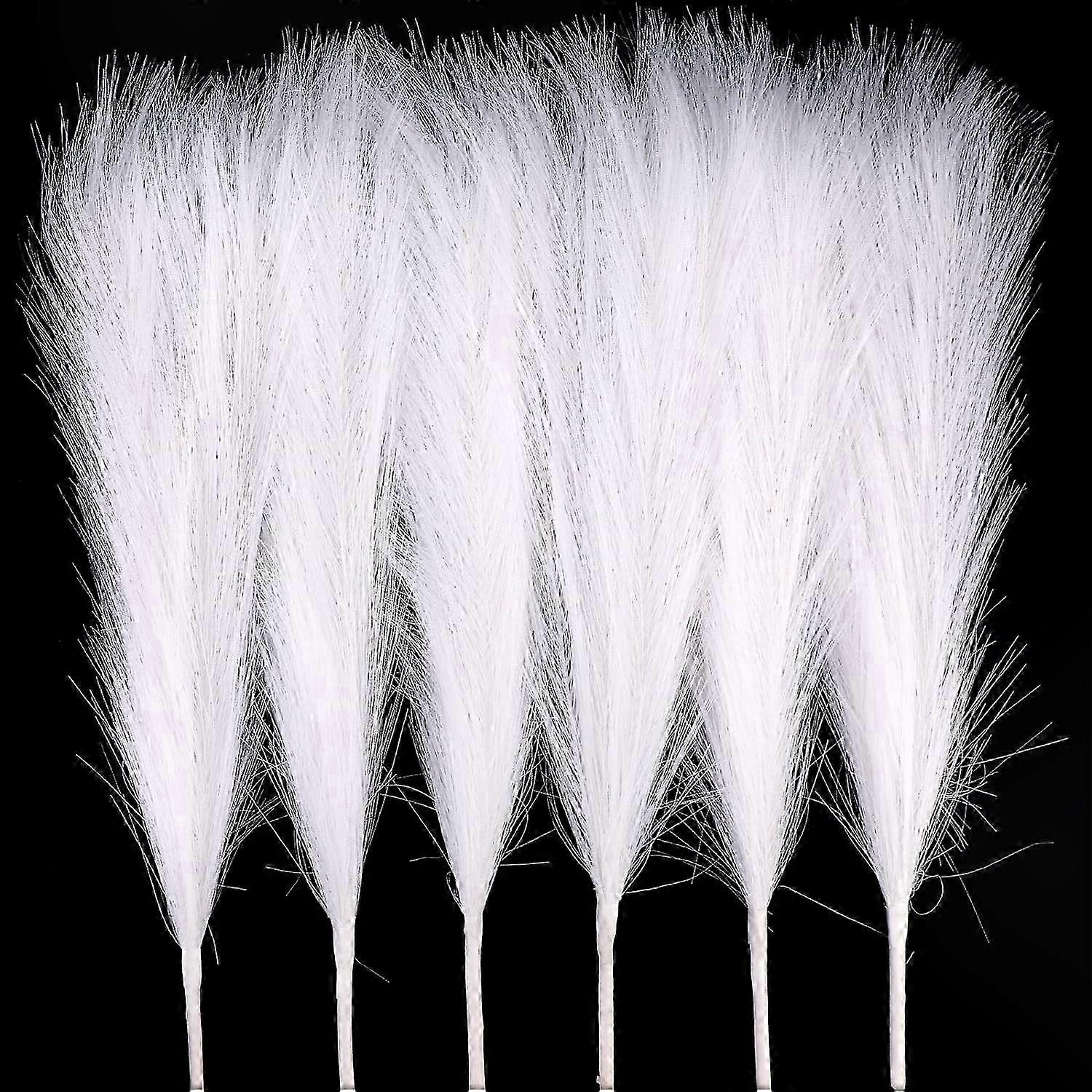 Strauß Aus 6 Künstlichen Pampasgras-zweigen, 43-45 Cm, Dekorative Trockenblumen, Weiche Federn Für Zuhause, Hochzeiten Und Feierlichkeiten