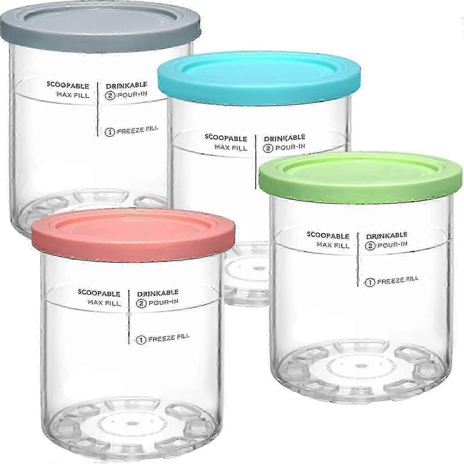 4er-set Ninja Creami Deluxe Behälter Mit Deckeln, Kompatibel Mit Den Eismaschinen Nc501 Und Nc500, Gefrierbehälter, Zubehör Für Gefrorene Desserts, Wiederverwendbare Behälter, 4er-packung