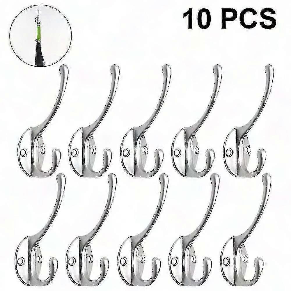 Set Mit 10 Retro-wandhaken Aus Schmiedeeisen, Stabile Doppelhaken Für Mäntel, Vintage-industrie-garderobe, Langlebige Wandhalterung, Modell Gx20241211564