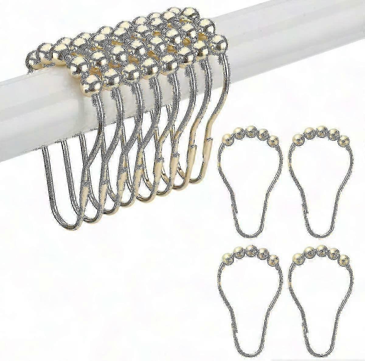 Duschvorhanghakenringe, Metall-duschhaken-set Mit 12 Stück, Duschvorhangstangenringe Aus Edelstahl, 12-teilig