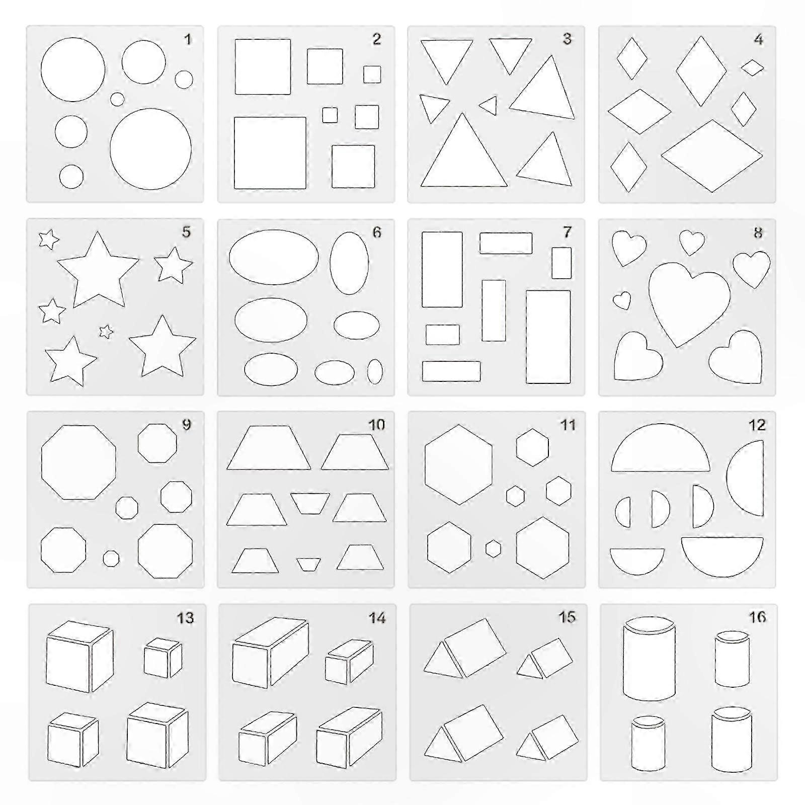 Geometrische Zeichenvorlagen Zum Abpausen, Kreativbedarf, Perfekt Für Kunstprojekte In Schule, Zuhause Und Klassenzimmer, Schablonenset, Ideales Geschenk.