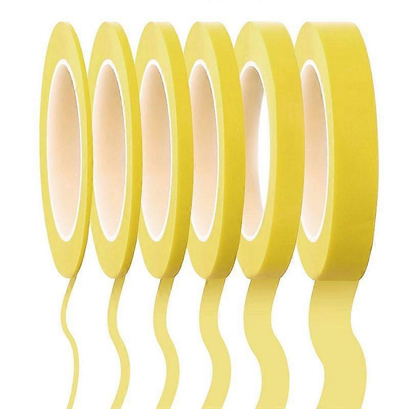 Dünnes Kreppband, 6 Rollen, 1/16, 7/10, 1/8, 1/4, 1/2, 3/4 Zoll X 55 Yards, Präzisionskleber Zum Malen Und Basteln, Mehrfachpackung