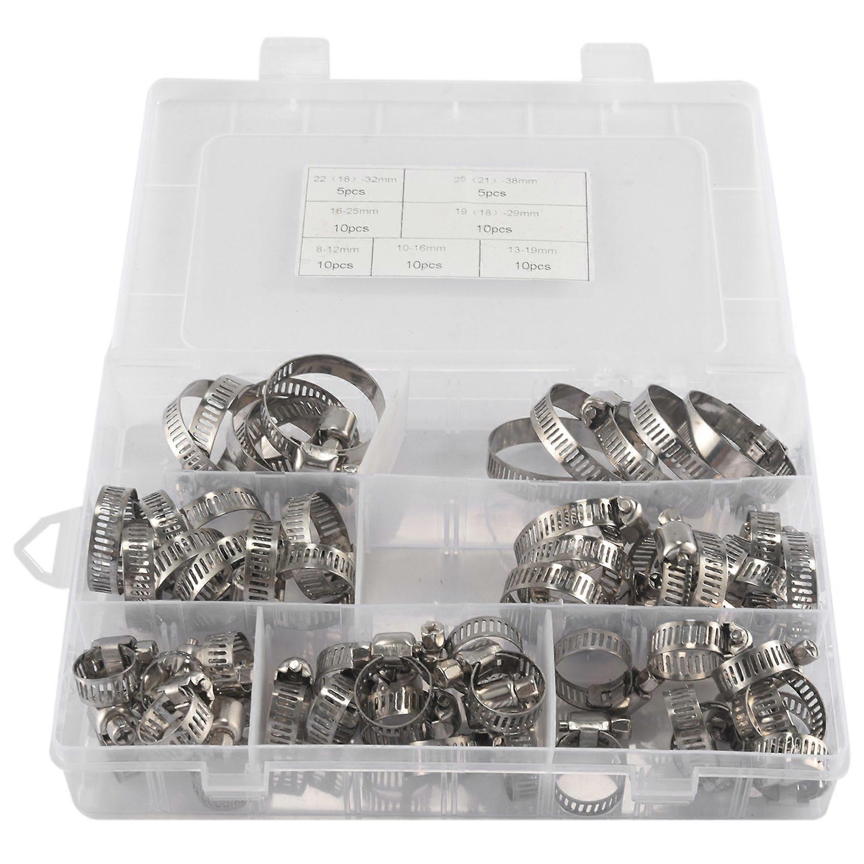 60-teiliges Schlauchschellen-set, 7 Größen Von Schraubschellen, Rohrbefestigungen Für Rohre Und Fittings