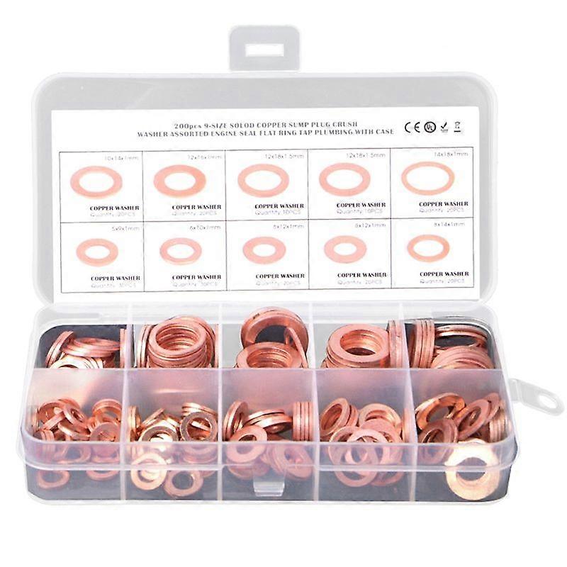 Kupfer-flachscheibe, O-ring-set Und Metrische Dichtscheiben, Sortiment An Flachscheiben, Verschiedene Größen, Mehrzweckset Zum Befestigen Und Abdichten.