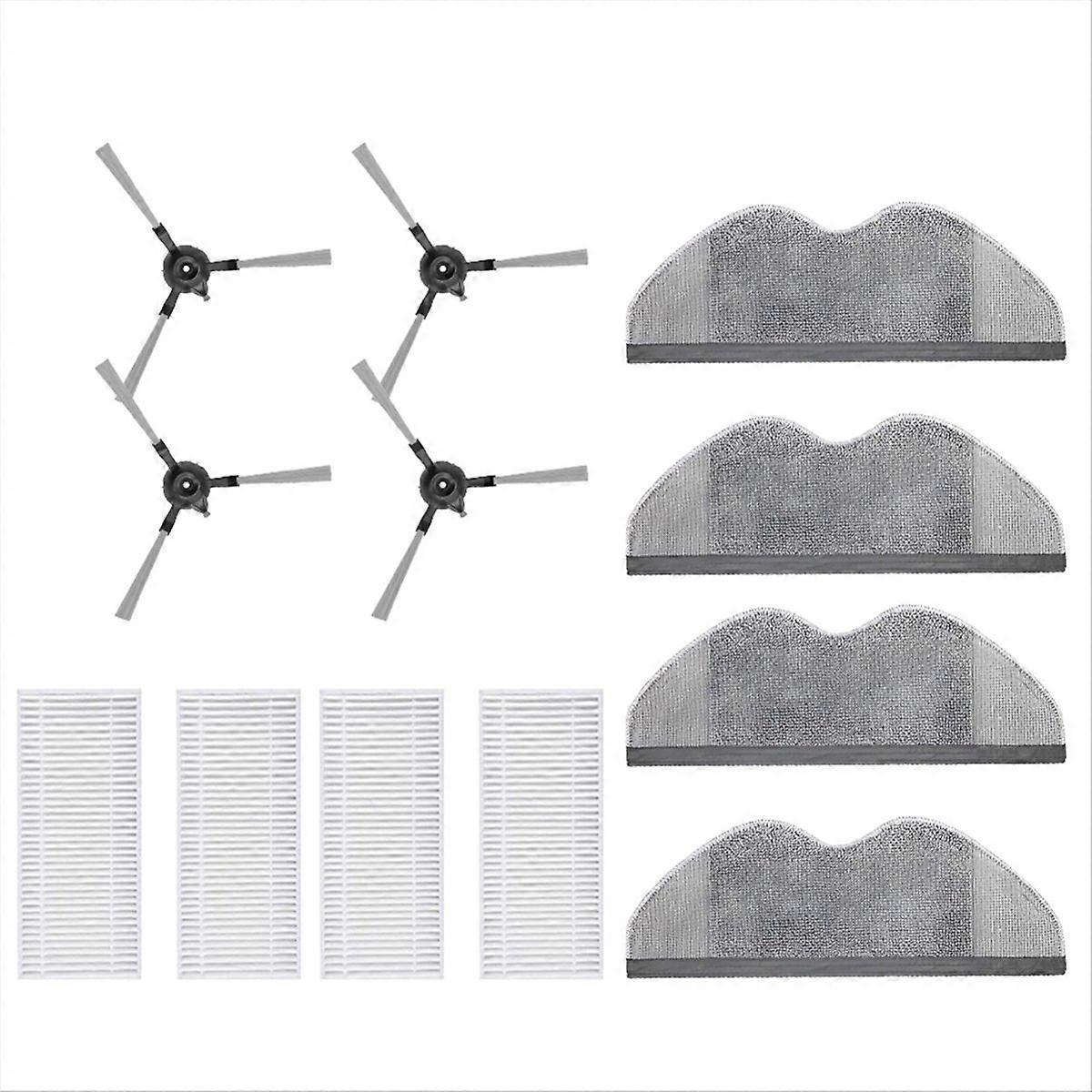 Set Mit 4 Ersatzteilen Für Den Saugroboter E5 C108: Seitenbürsten, Wischmopp Und Ersatzfilter, Kompatibles Wartungszubehör, Komplettes Reinigungsset Für Saugroboter, Einfacher Austausch, Hohe Effizien