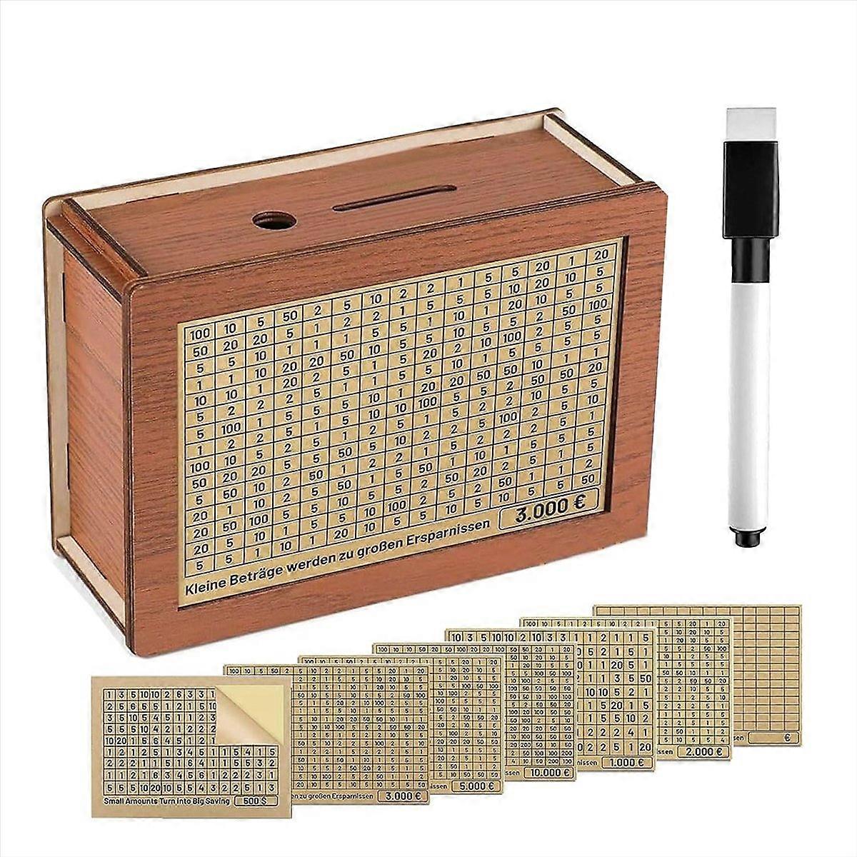 Spardose Aus Holz Mit Zähler, Münzzähler Zum Sparen, Münzbox Aus Naturholz, Münzzähler Für Einzahlungen, Spardose Mit Zähler Für Kinder Und Erwachsene
