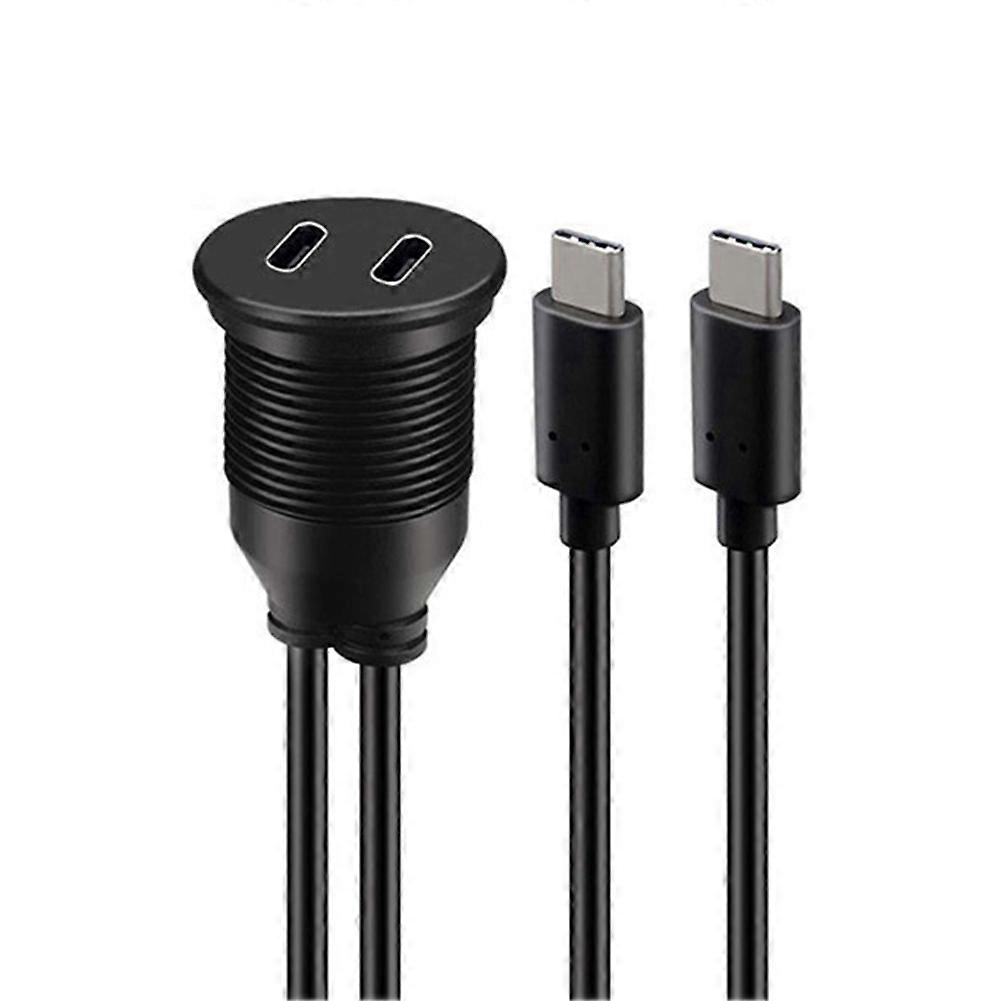 1 M Langes Usb-c-stecker-auf-buchse-verlängerungskabel Mit Zwei Usb 3.0-anschlüssen, Universelle Kompatibilität Zum Laden Und Zur Datenübertragung, Robustes Und Flexibles Design.