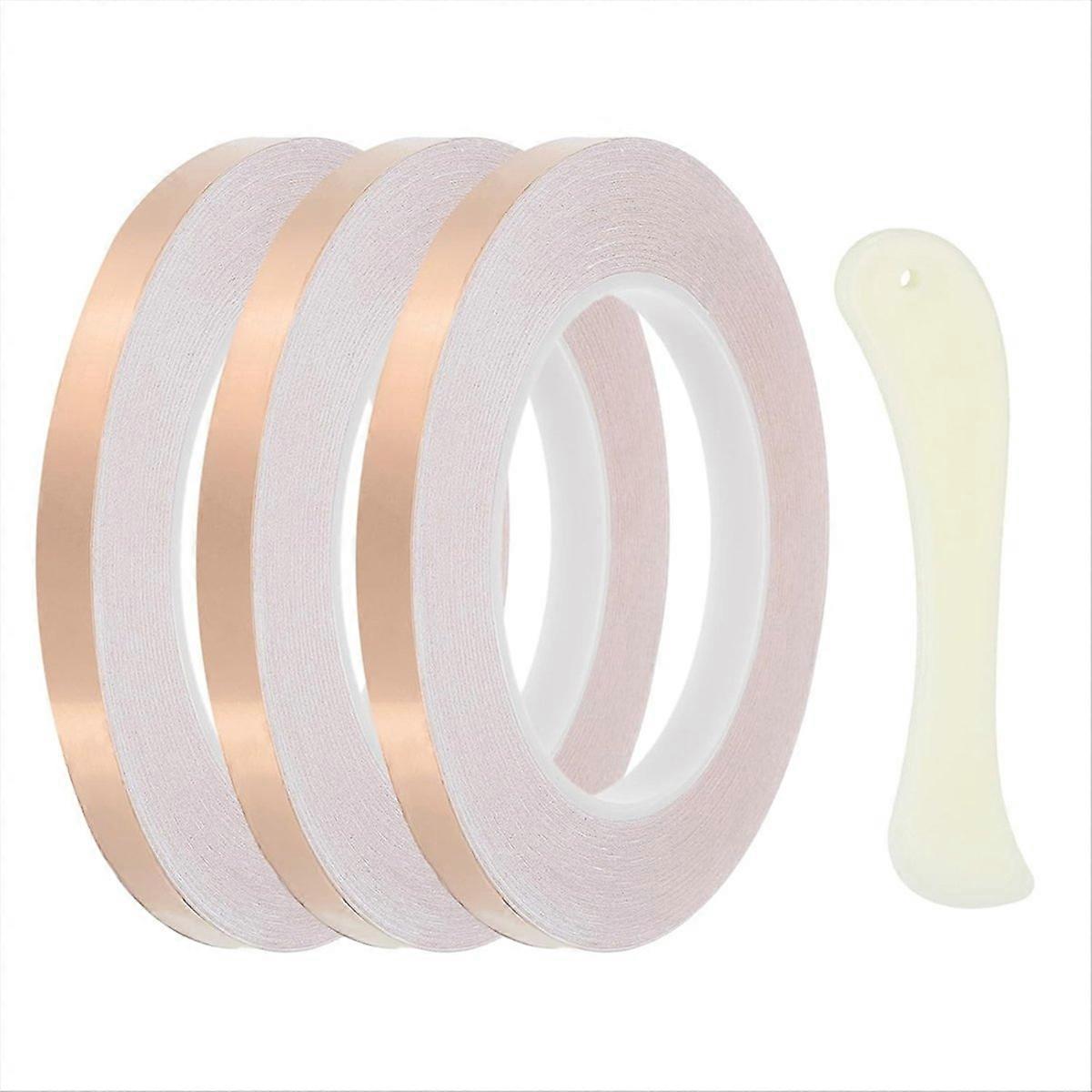 3/8 Zoll Kupferband, 36 Yards, Packung Mit 3 Rollen, Einseitig Beschichtete Kupferklebeband, Elektrisch Leitfähig, Für Reparaturen Und Heimwerkerarbeiten.