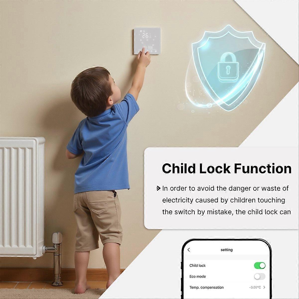 Tuya Wifi Matter Smart-thermostat, Temperaturregelung Per App Und Sprachsteuerung, Weiß, Für Smart Home