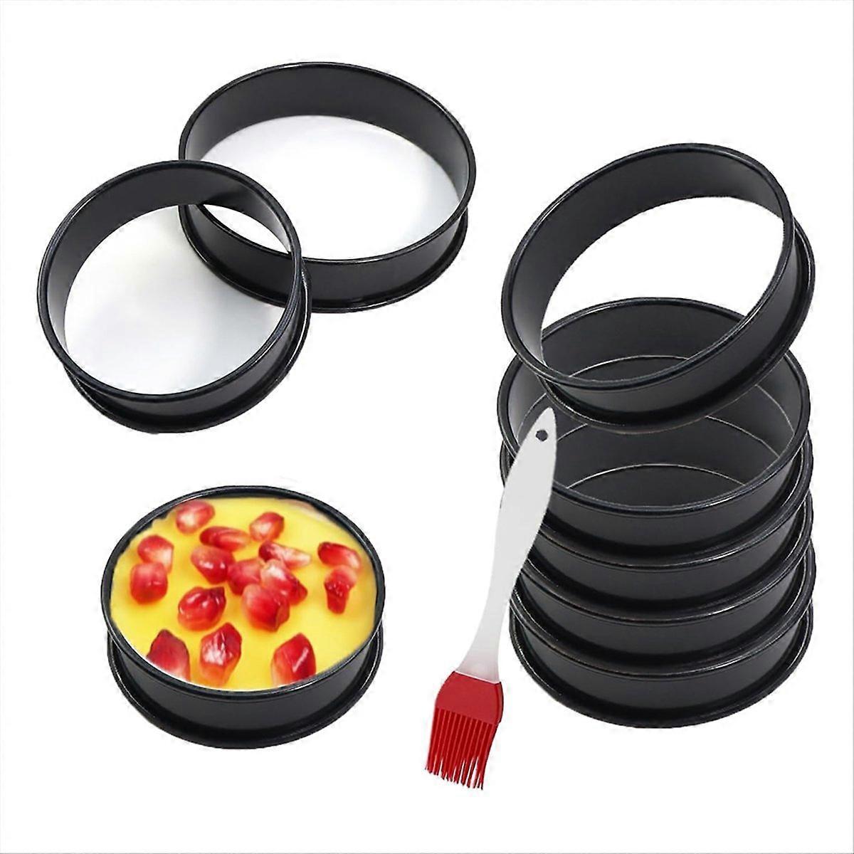 Set Mit 8 Antihaftbeschichteten Crumpet-formen, 8 Cm Großen Ringen Für Englische Muffins, Frühstücksbackringen Aus Edelstahl, Runde Form, Wiederverwendbar Und Leicht Zu Entformen.